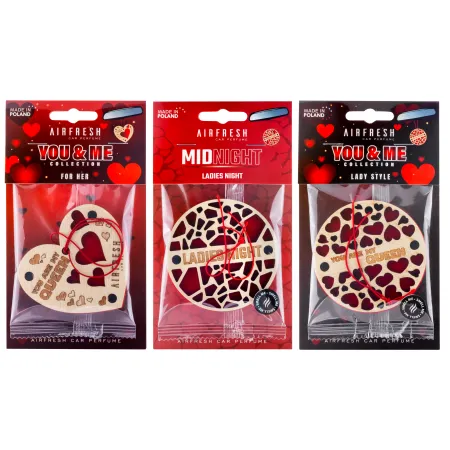 Zestaw zapachów do auta YOU&ME drewno + czerwony filc | Dla niej